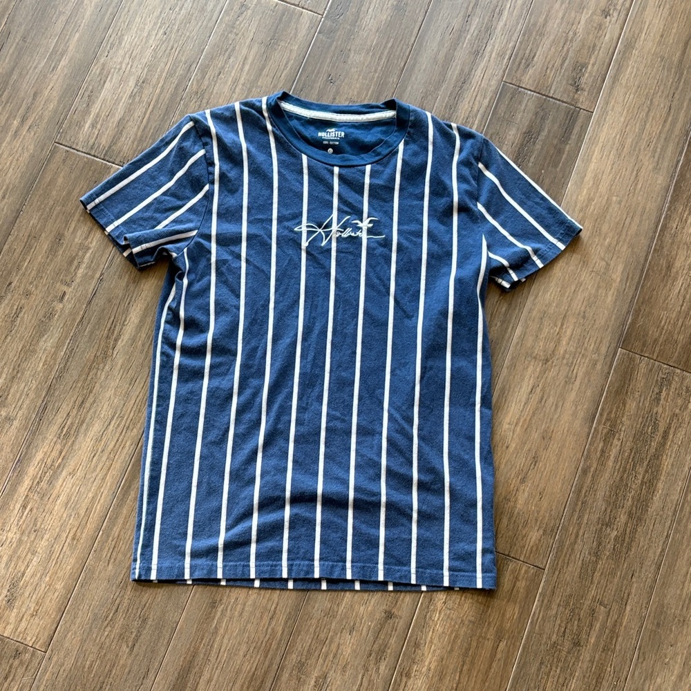 Hollister Blue and White Striped Kids Tee